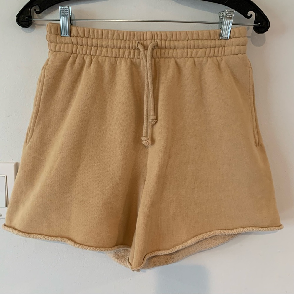 TNA Tan Cozy AF Fleece Shorts Womens Small S Aritzia